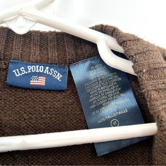 US POLO ASSN. Boy's Brown White & Orange Stripe Retro Sweater Vest Size 4T - Picture 4 of 9